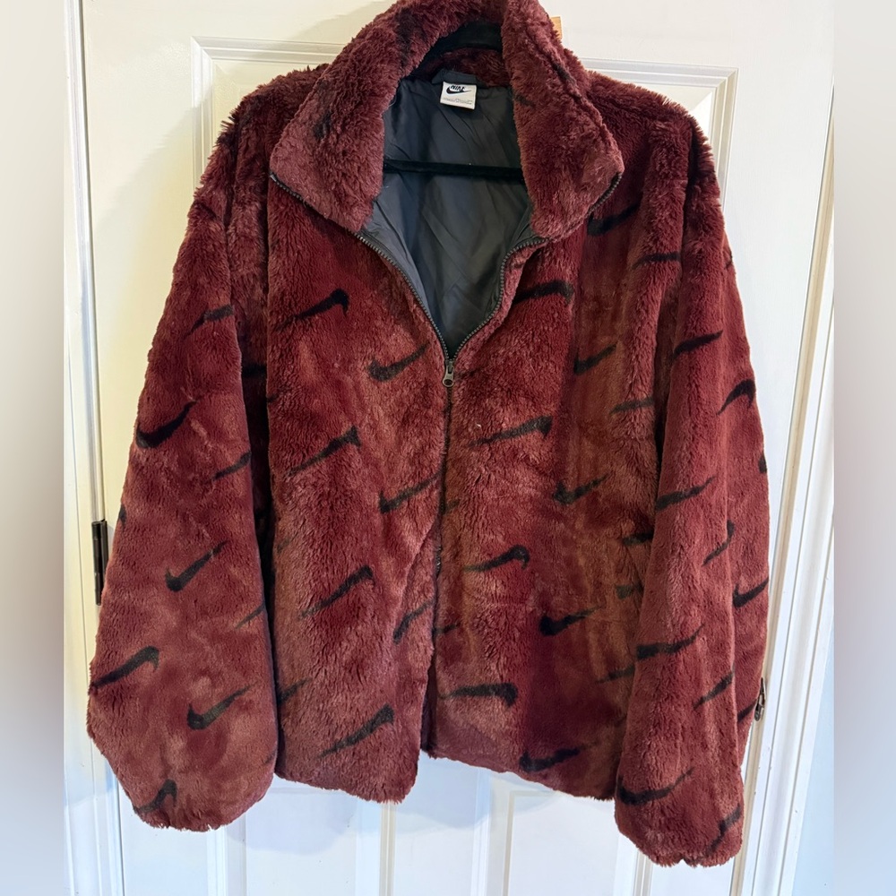 Nike Maroon Faux Fur Jacket